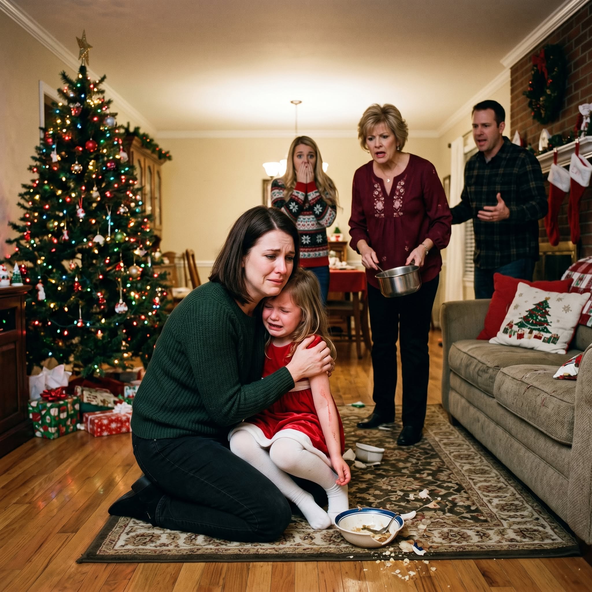 ON CHRISTMAS EVE, MY SISTER BROKE MY LATE FATHER’S MEMORIAL FRAME AND BLAMED MY 6-YEAR-OLD DAUGHTER. BEFORE I COULD SPEAK, MY MOM POURED BOILING SOUP OVER MY LITTLE GIRL—THEN CALLED IT AN ACCIDENT