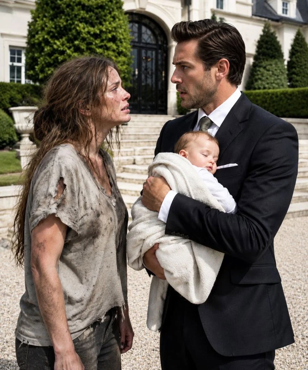 “Sir, do you need a maid? I can do anything—my daughter is starving.” The woman stood outside my hotel under the awning, drenched in November rain, holding a sleeping child close to her chest.