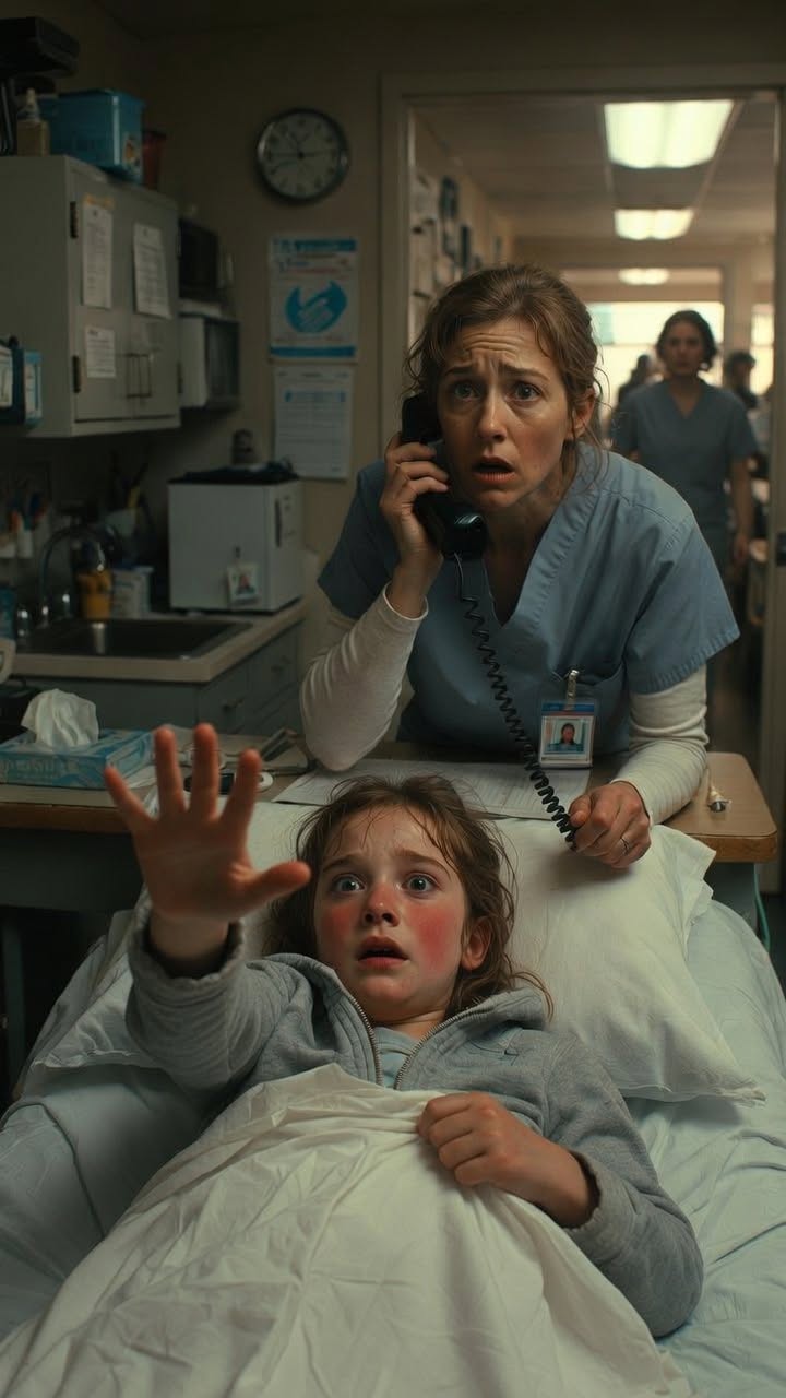 Sophie Miller was burning with fever on the nurse’s cot, but the moment I reached for the phone, she screamed, “Don’t call my mom!”