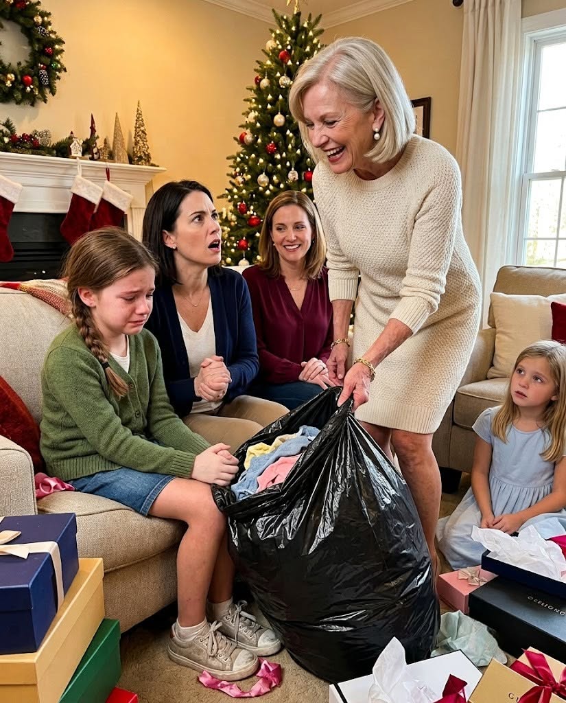 My mother-in-law gave Olivia designer boxes for Christmas, then shoved a black garbage bag of castoffs at my ten-year-old stepdaughter. "Hand-me-downs suit Emma better," she laughed. Emma said nothing