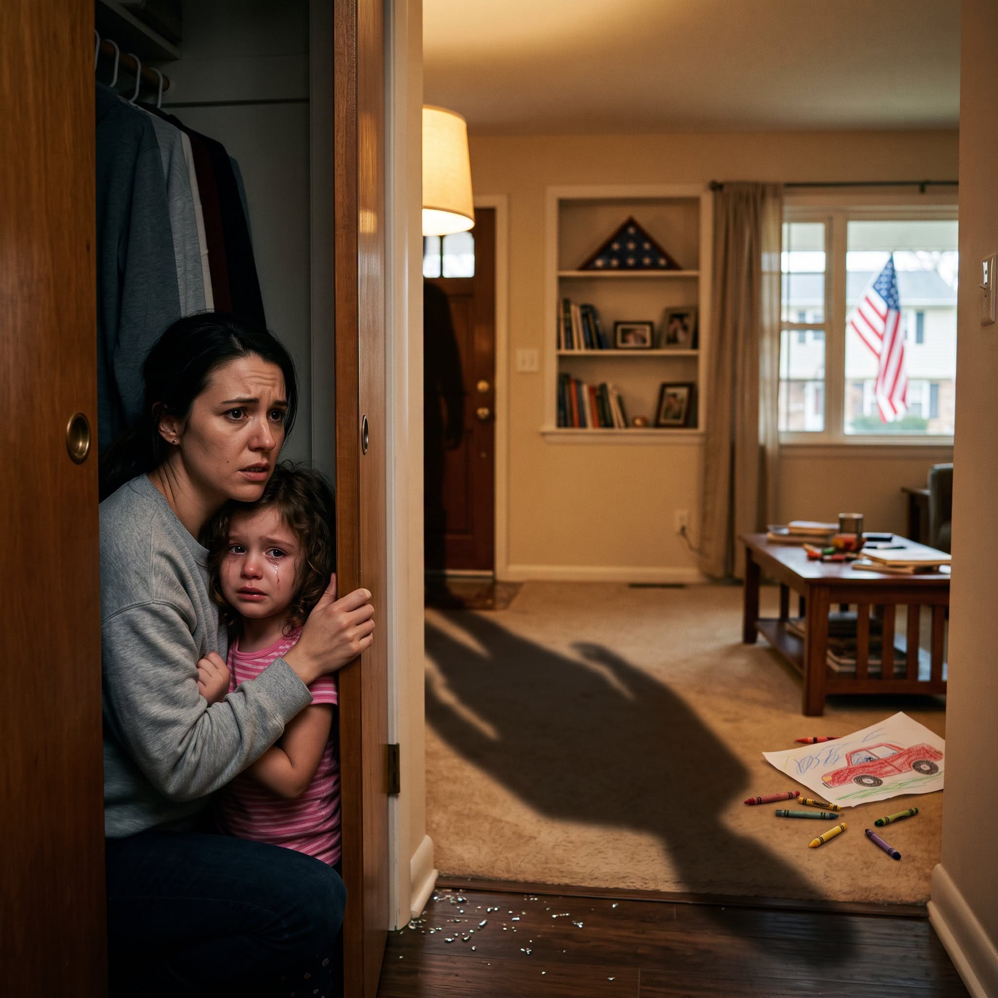 My husband came home early from his business trip. The door knocked, and I heard “I'm home!” but my 6-year-old daughter suddenly grabbed my shirt and whispered, “Mommy, that's not daddy's voice... let's hide