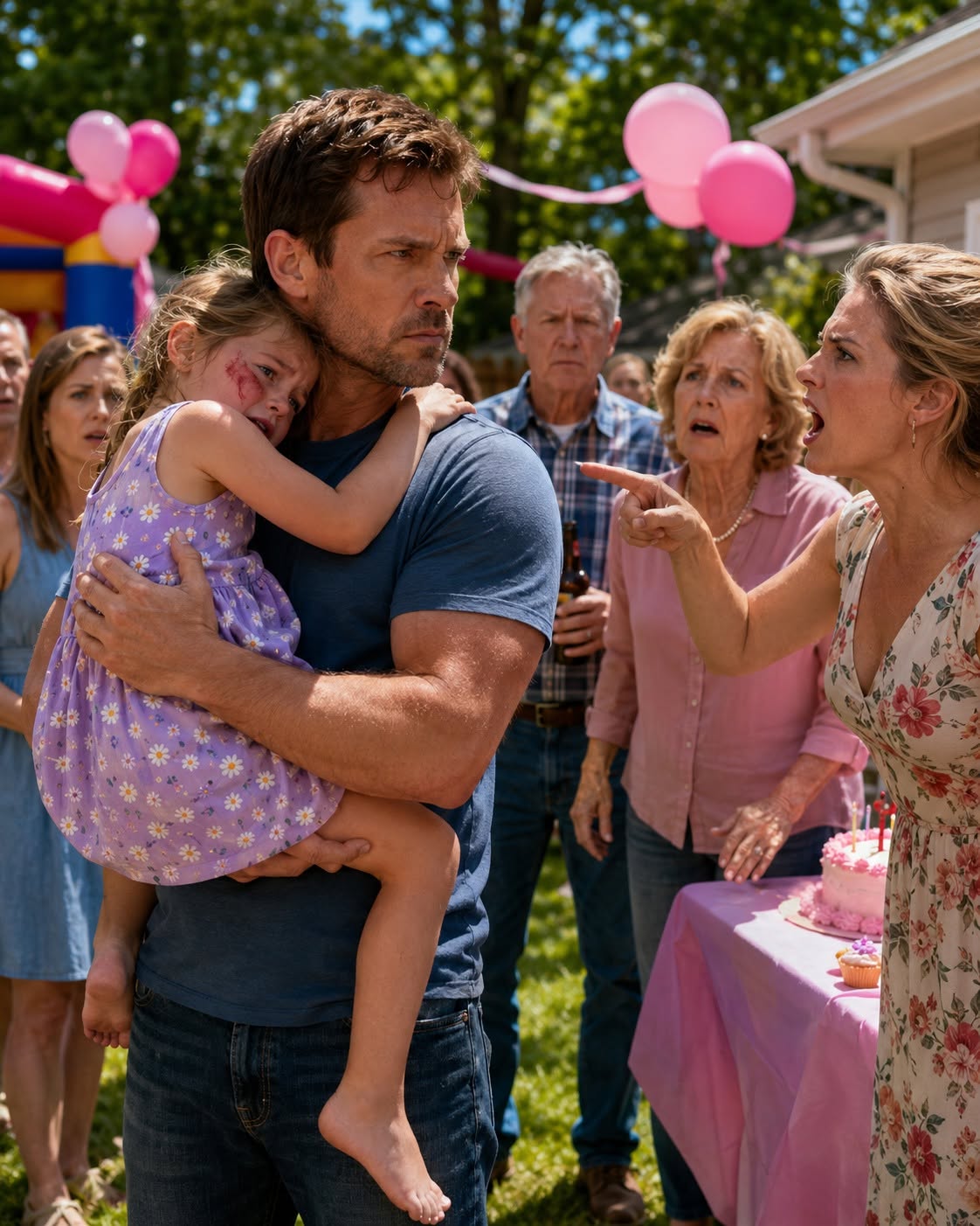 My five-year-old daughter hid from her own aunt after being slapped at a family birthday party, then looked up at me with tears in her eyes and whispered