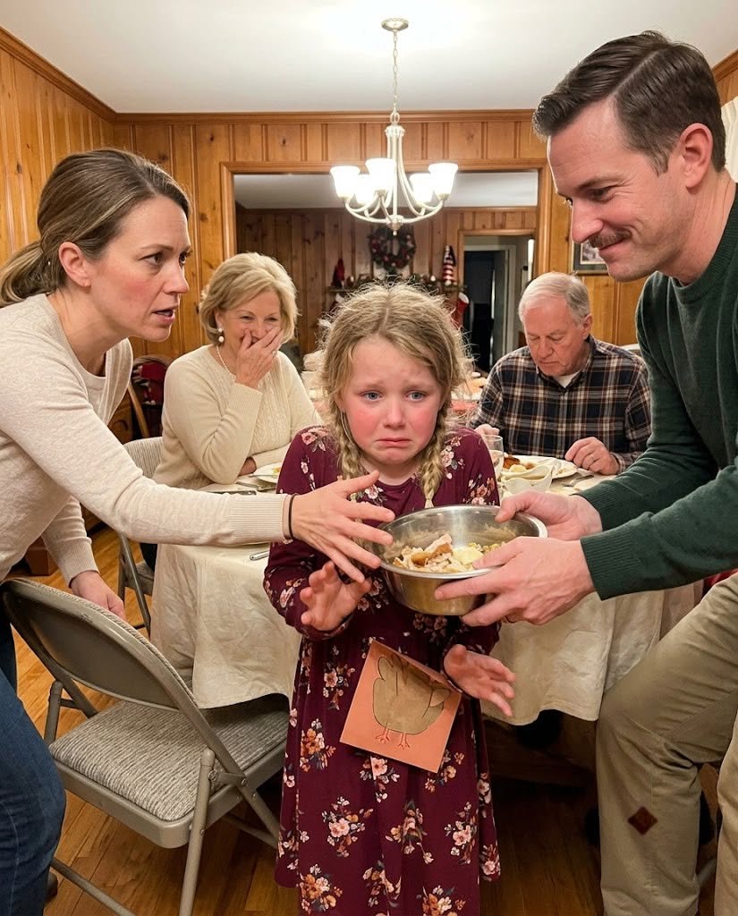 My daughter spent two hours making Grandma a Thanksgiving card. At dinner, my brother shoved a metal pet bowl of scraps into her hands and said, "You eat last because you're the family pet
