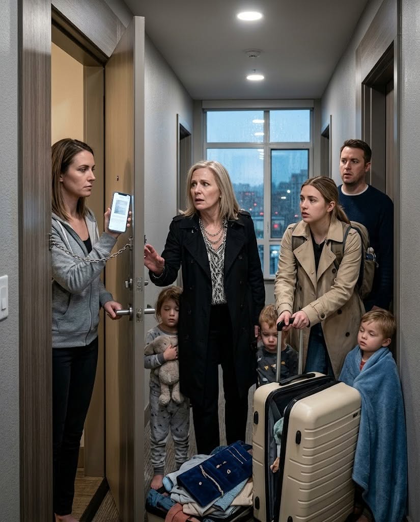 My sister banged on my apartment door with four exhausted kids, four empty suitcases, and my mother’s stolen spare key—and yelled, "Mom said you owe us one more night." They thought I was trapped behind that door with nothing but guilt.