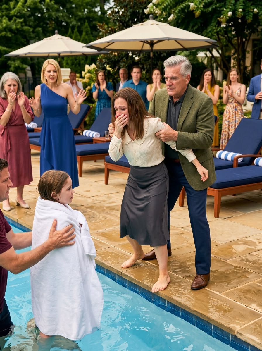 My sister was smiling just before my young daughter fell into the hotel pool. When I rushed to save her, my father seized my arm and would not release me.