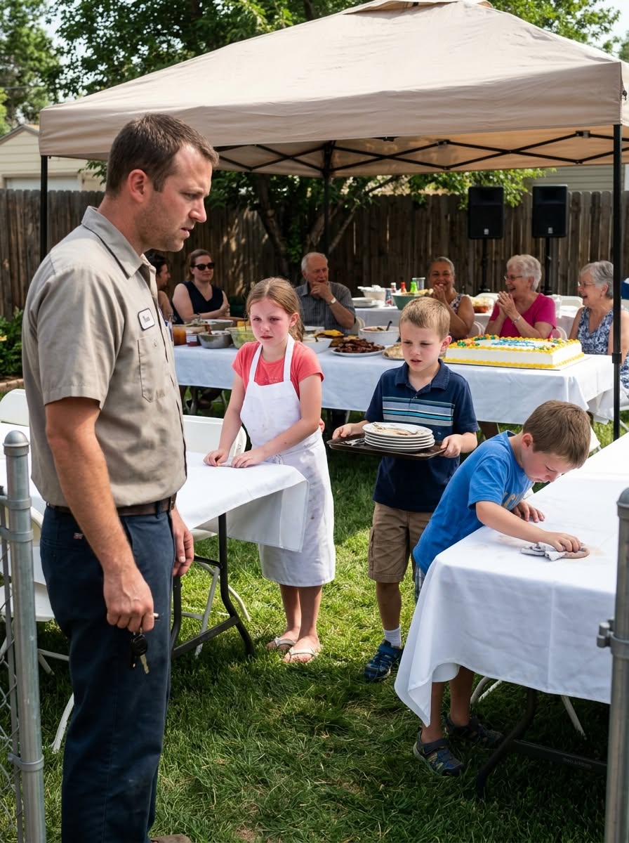 "I arrived at the family party and found my children serving tables in aprons