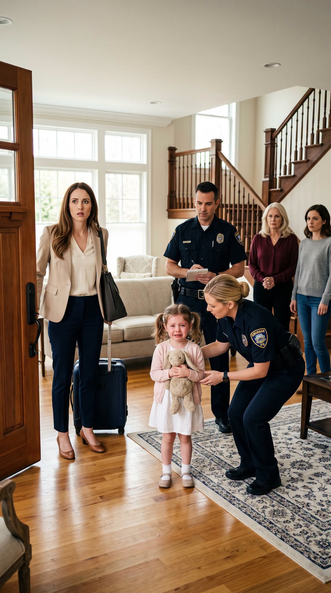I Returned Home One Day Early and Found My Five-Year-Old Daughter Trembling in Front of Two Police Officers—After My Mother and Sister Told Them to “Take Her Away.