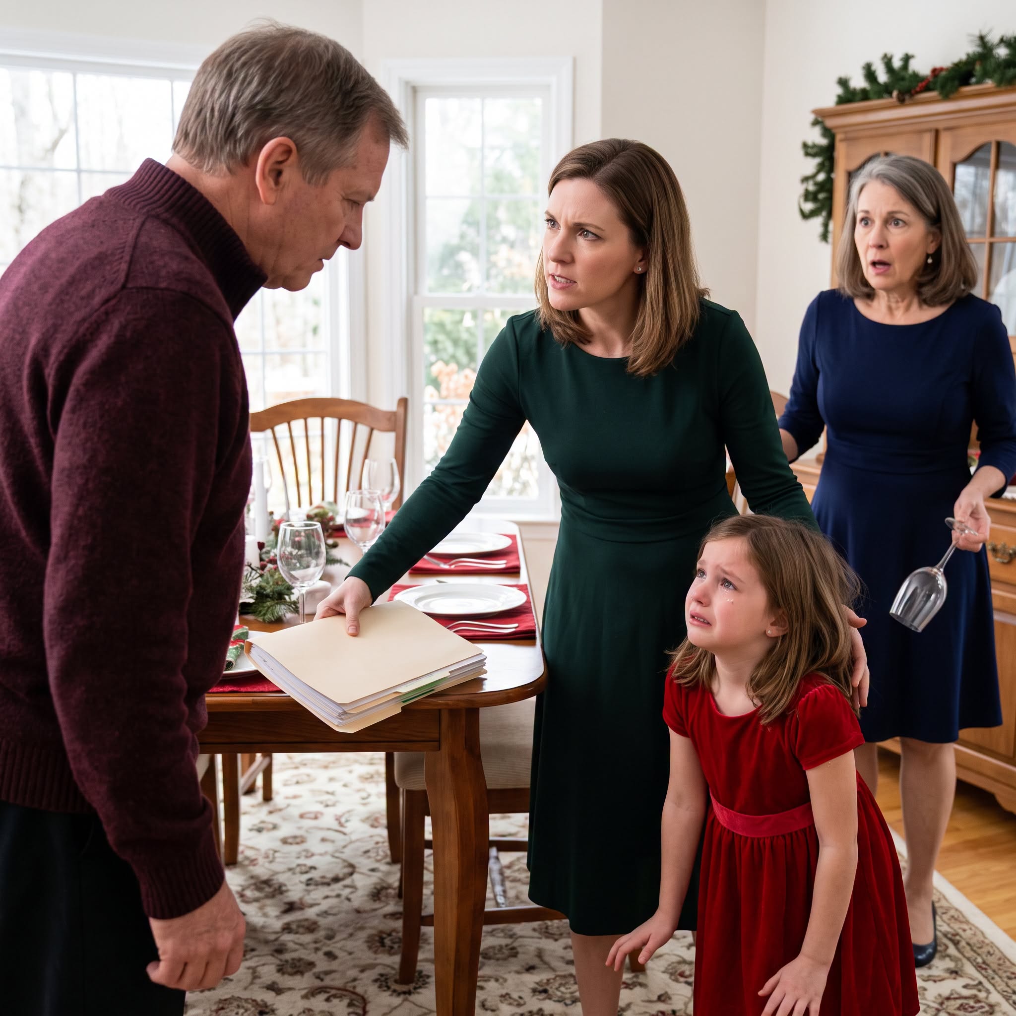 My father shoved my nine-year-old daughter to the floor at Christmas and shouted that her seat belonged to his “real grandchild.