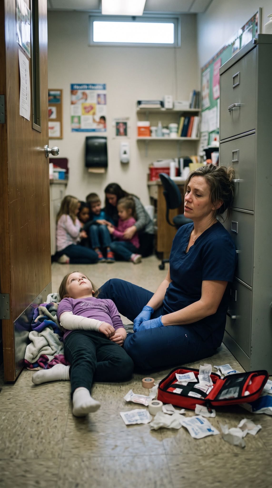 A school nurse heard the first shot before the intercom did. She locked five children in her clinic, then saw a bleeding second-grader collapse outside her door