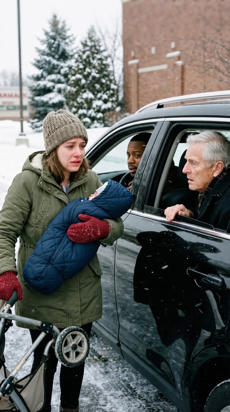 Snow burned my lungs as I staggered down the street, my newborn pressed under my coat for warmth