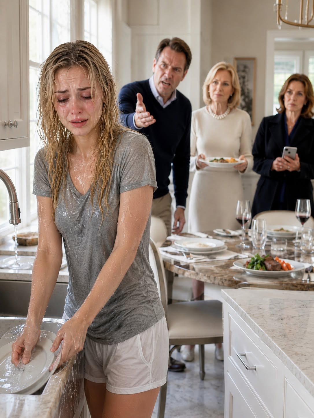 I Walked Into My Daughter’s Home and Froze. She Was Washing Dishes With Bare Hands in Freezing Water While Her Husband and His Mother Enjoyed Dinner at the Table
