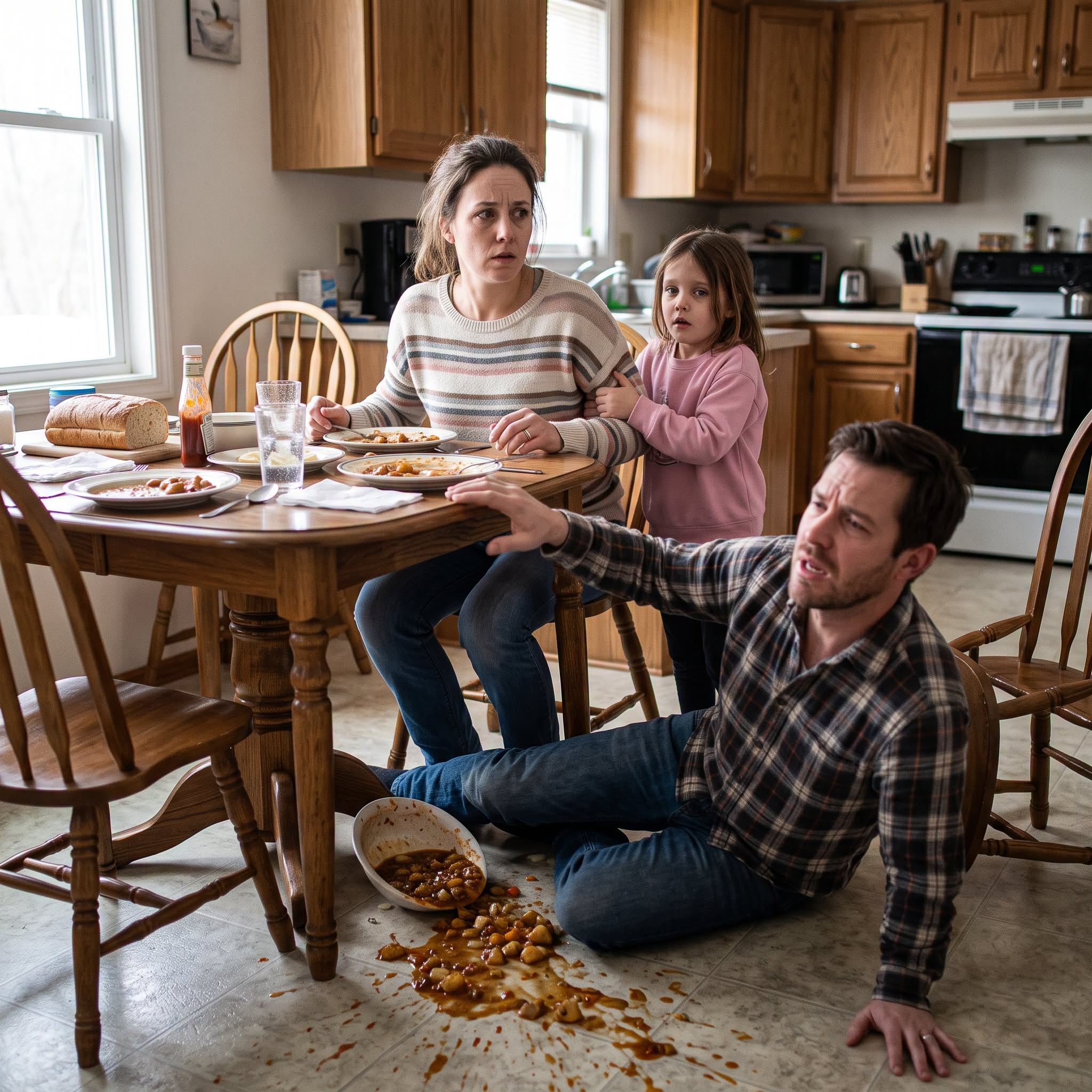 My daughter quietly warned me not to eat the stew because he had put something in it. I secretly switched our bowls, and five minutes later, he fell to the floor begging for help.