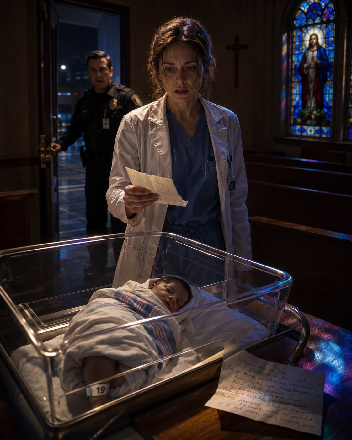 The baby was crying inside a locked hospital chapel.