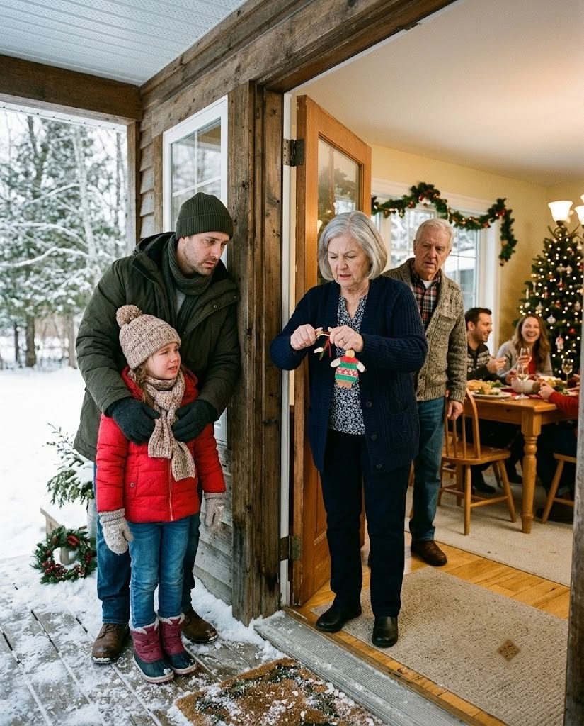 My family waited until Christmas dinner to drag my suitcase onto the frozen porch and throw my seven-year-old daughter’s coat after i