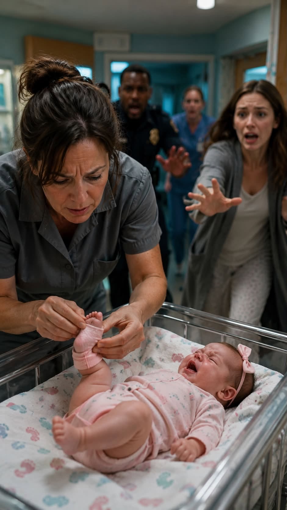 I cut open a three-month-old baby’s sock with a pair of scissors while her mother watched. Security tackled me before anyone realized I had just saved her foot.