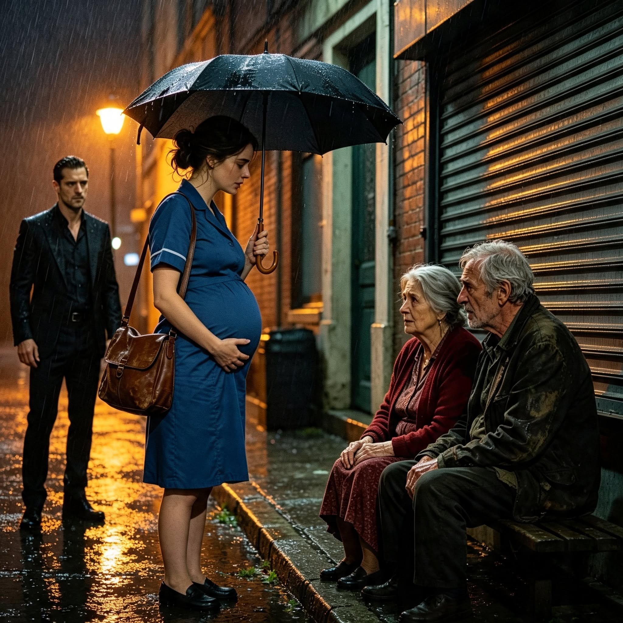 The Pregnant Widow Took Two Abandoned Elderly Strangers Into Her Last Warm Room—Never Knowing the Mafia Boss Watching Her Had Been Waiting His Whole Life to Repay the Man She Saved
