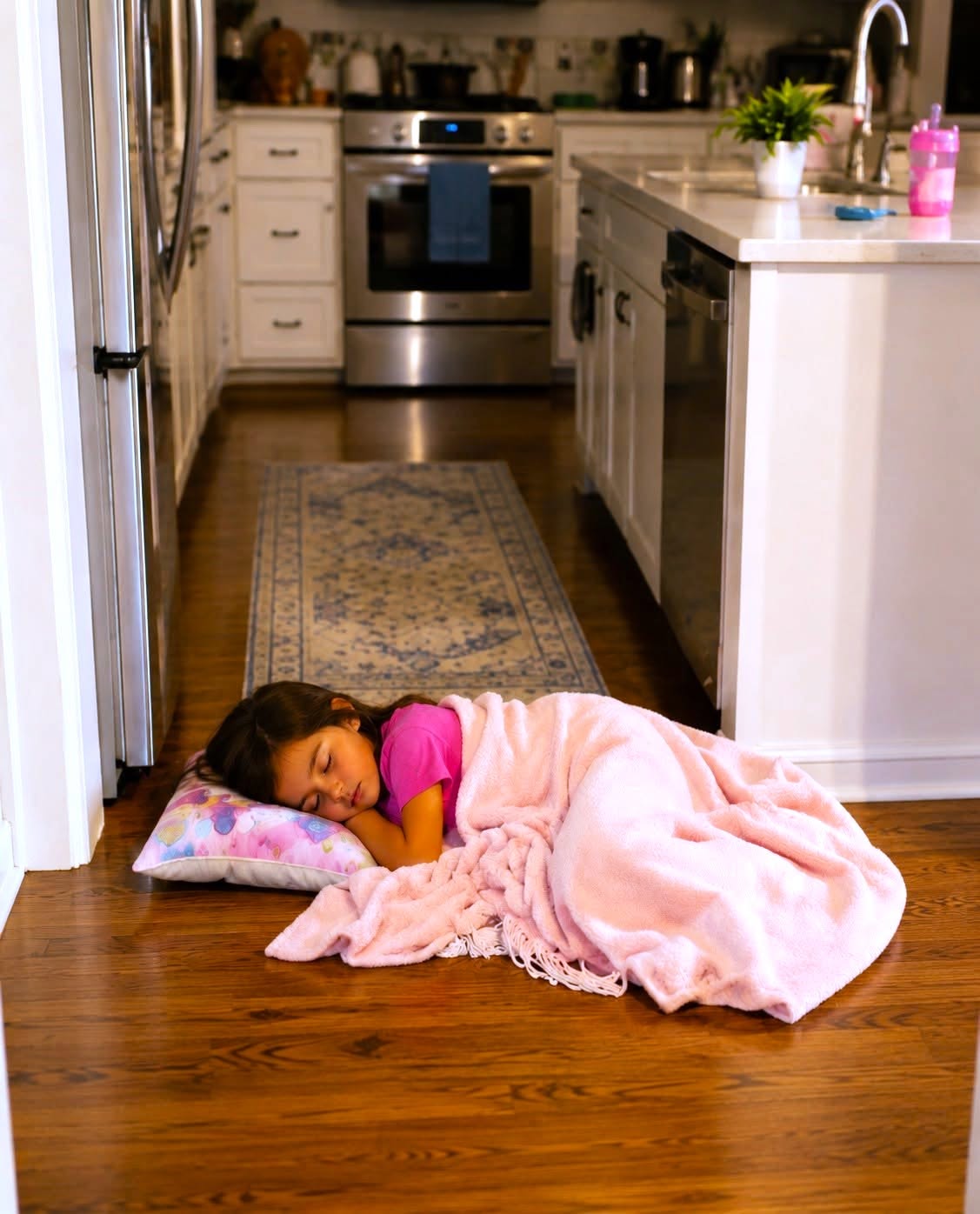 "I Returned from a Work Trip and Found My Daughter Sleeping on the Kitchen Floor—But What I Saw Inside Her Bedroom Made Me Turn Pale