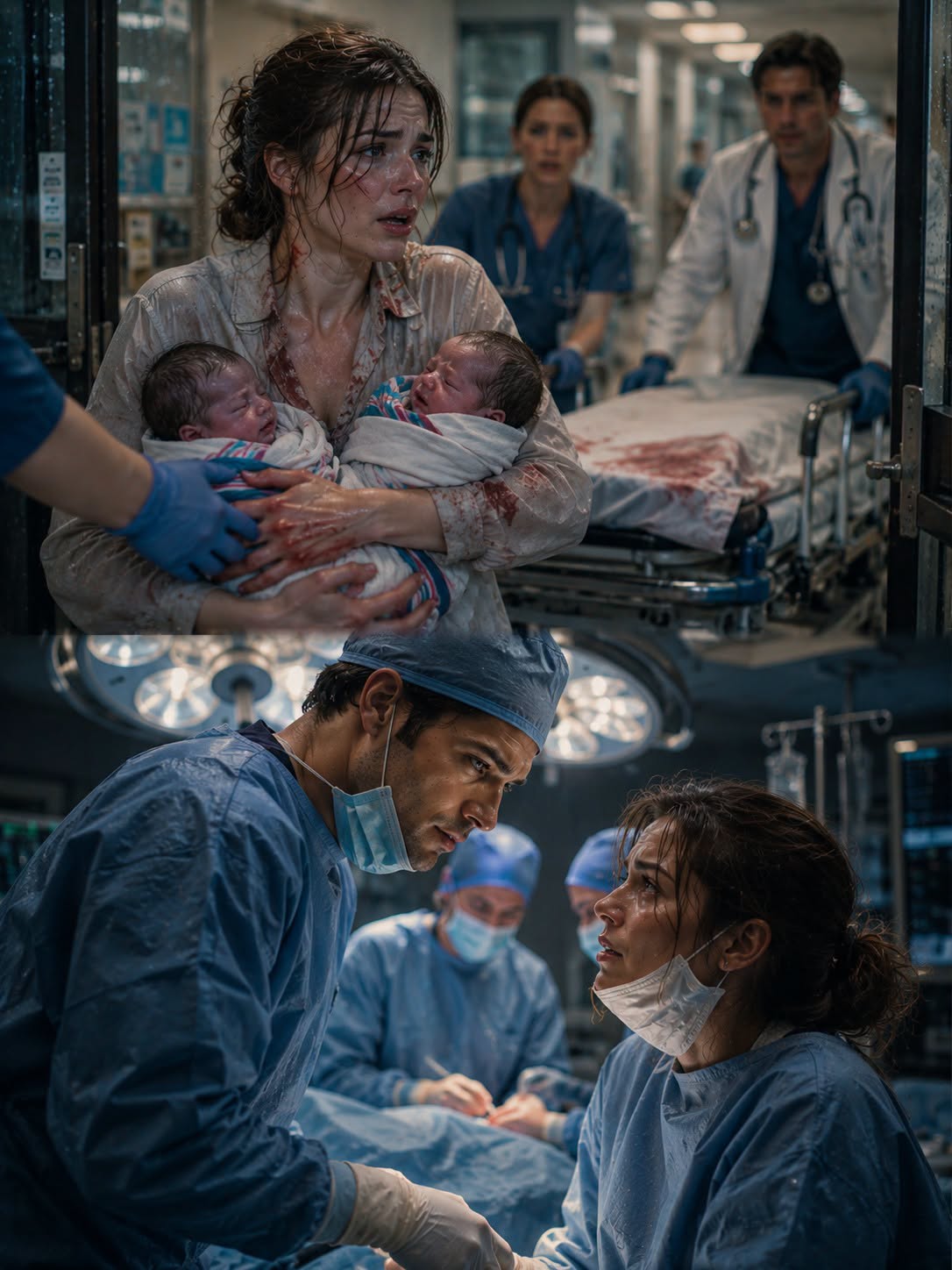 She came into the hospital bleeding, carrying twins who might not survive the night. Then the surgeon stepped into the operating room, looked down at my face, and whispered my name—the same billionaire ex who had shattered my heart five years earlier