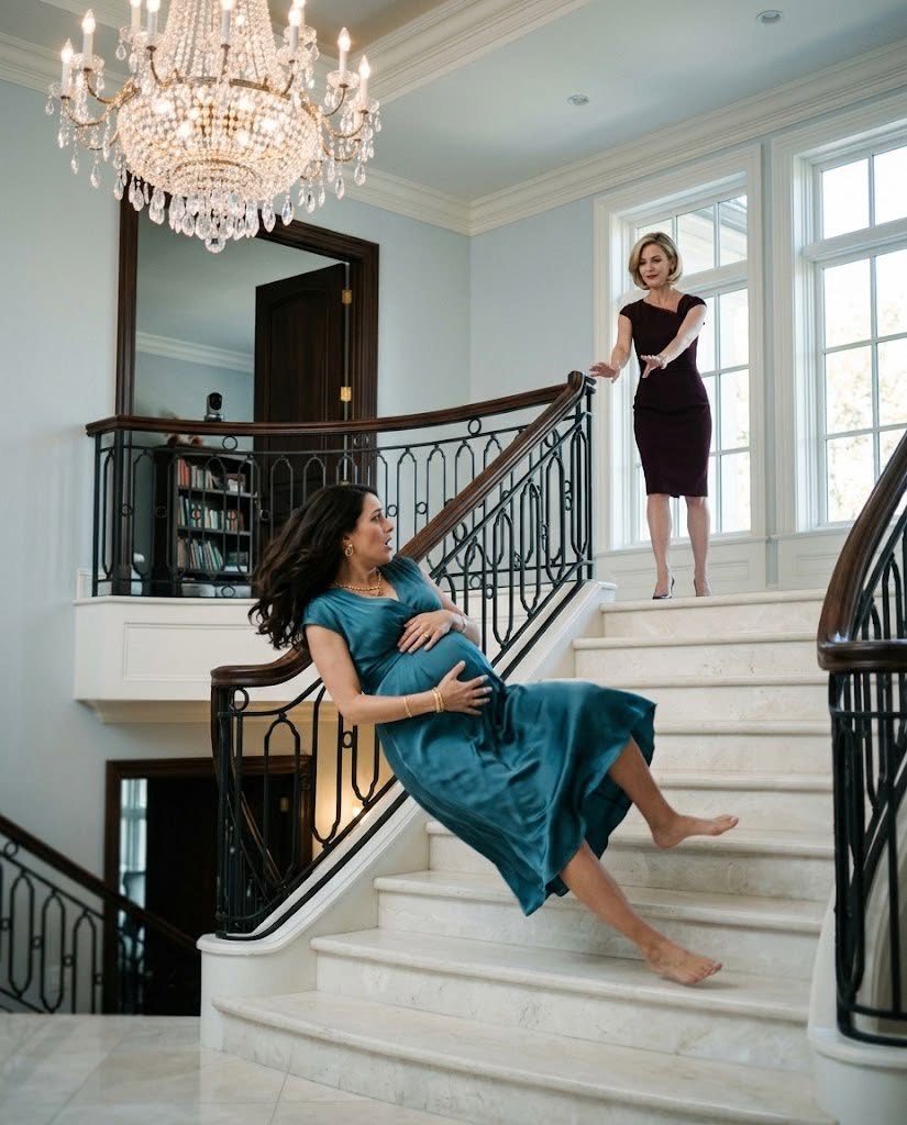 My husband’s mistress pushed me down twenty-two marble stairs while I was eight months pregnant, then leaned over the railing and whispered, "Oops."