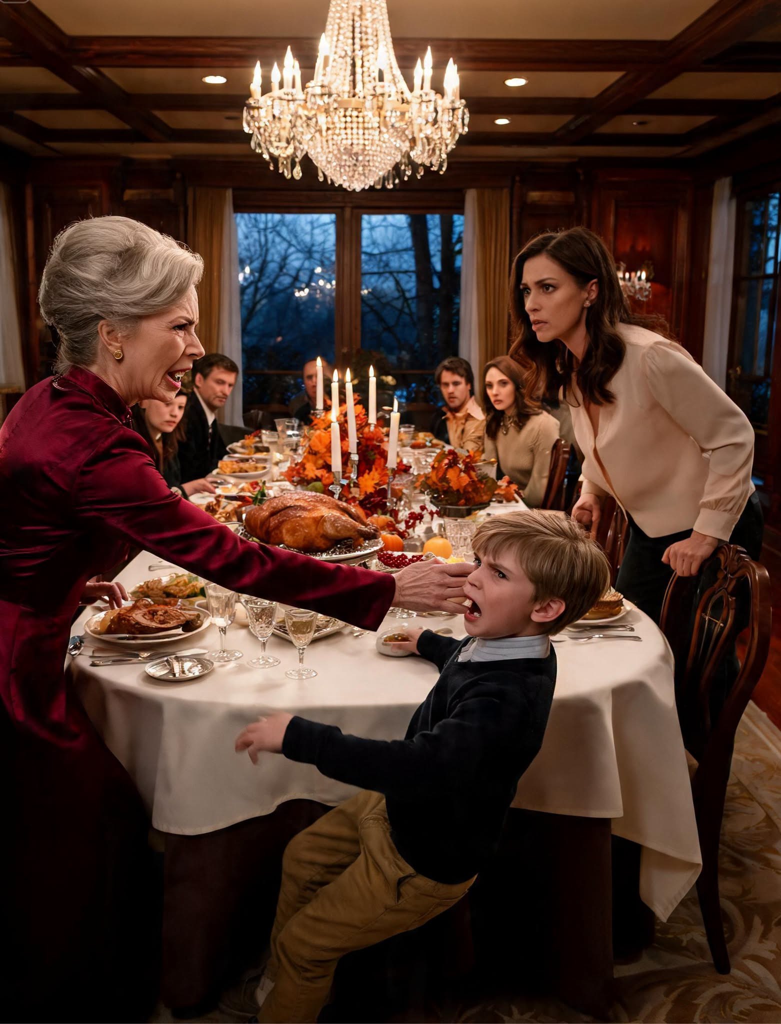 My mother-in-law slapped my six-year-old son so hard that he fell beside the Thanksgiving table.