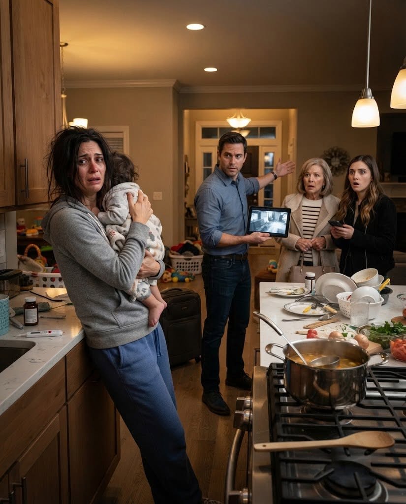 My mother sat in my kitchen scrolling through her phone while my exhausted wife cooked dinner with our feverish toddler clinging to her chest.