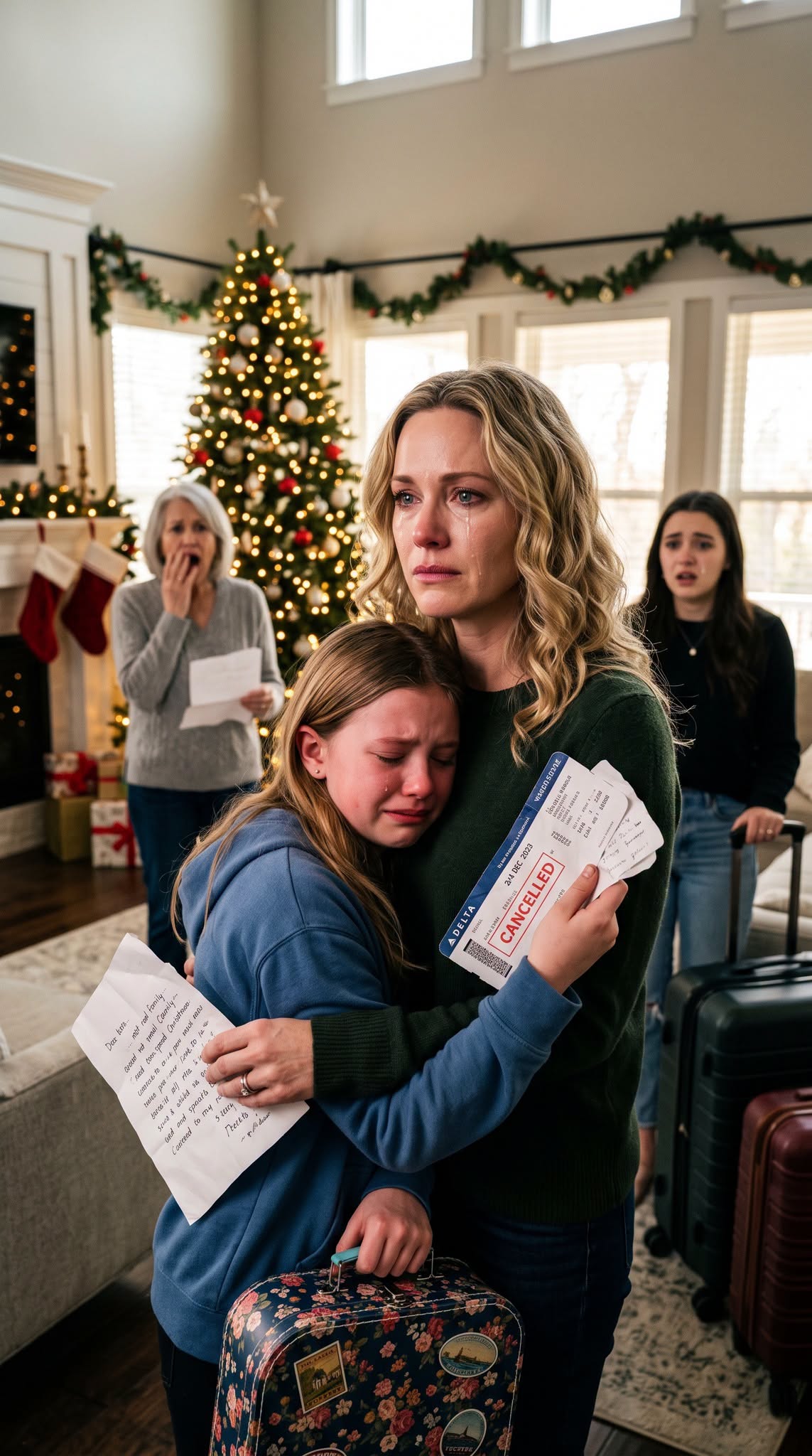 The night before the Christmas vacation I paid for, I overheard my mother whisper to my daughter, 'You're not real family