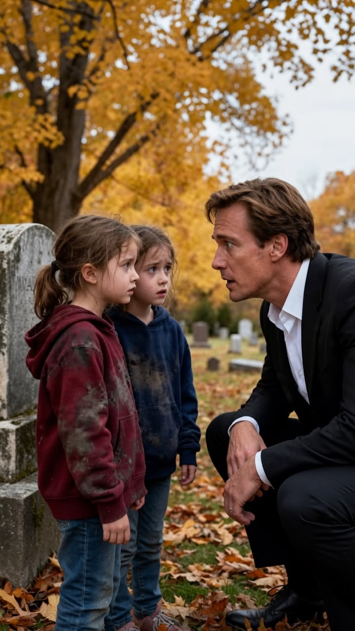 Twin Girls Leave Flowers on a Stranger's Grave—Then a Billionaire Reads the Note...