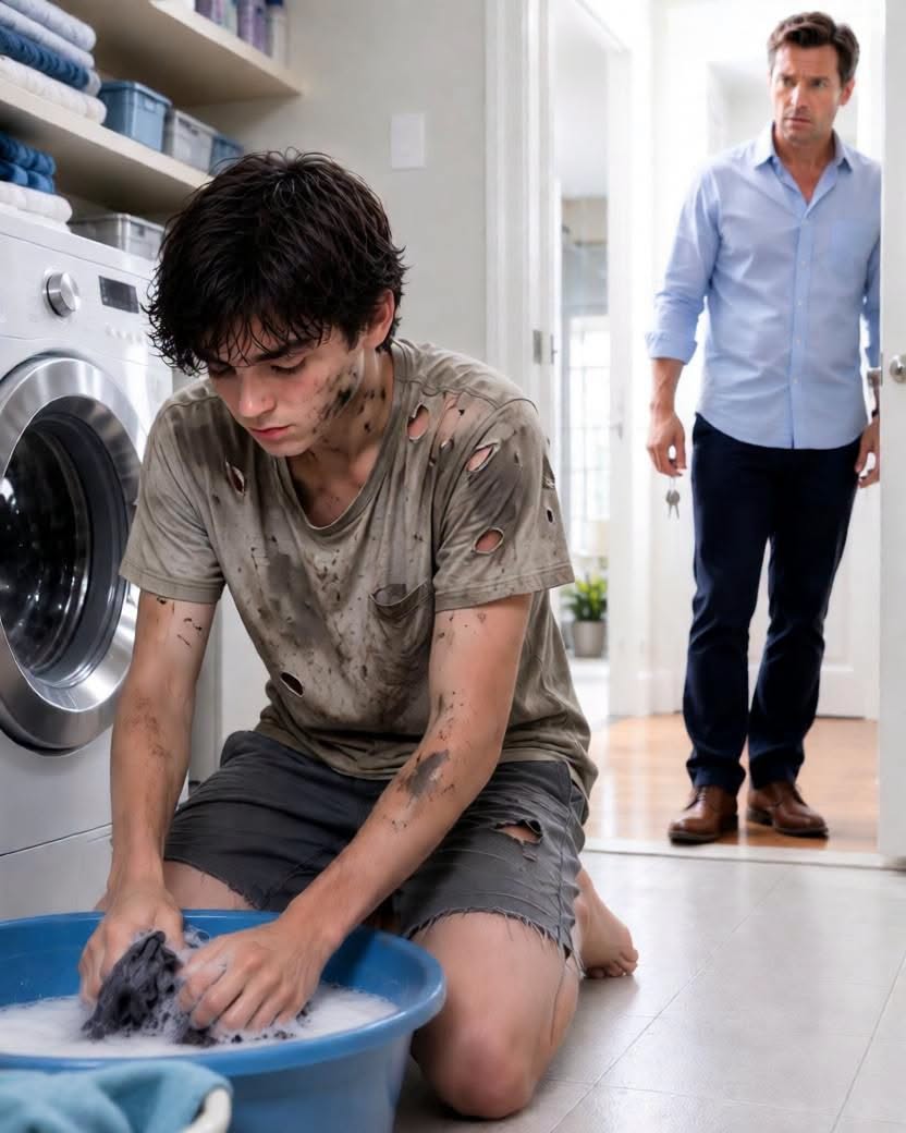 I Came Home from a Business Trip Late at Night and Found My Son Washing Clothes by Hand in Complete Darkness