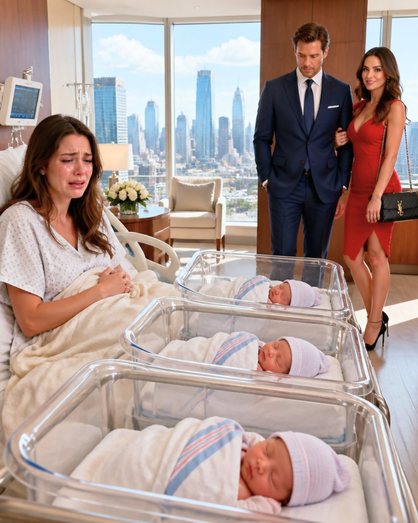 "She Gave Birth to Triplet Boys. Her Husband Walked Into the Hospital With His Mistress and Divorce Papers… But Two Days Later, He Realized Whom He Had Really Humiliated.