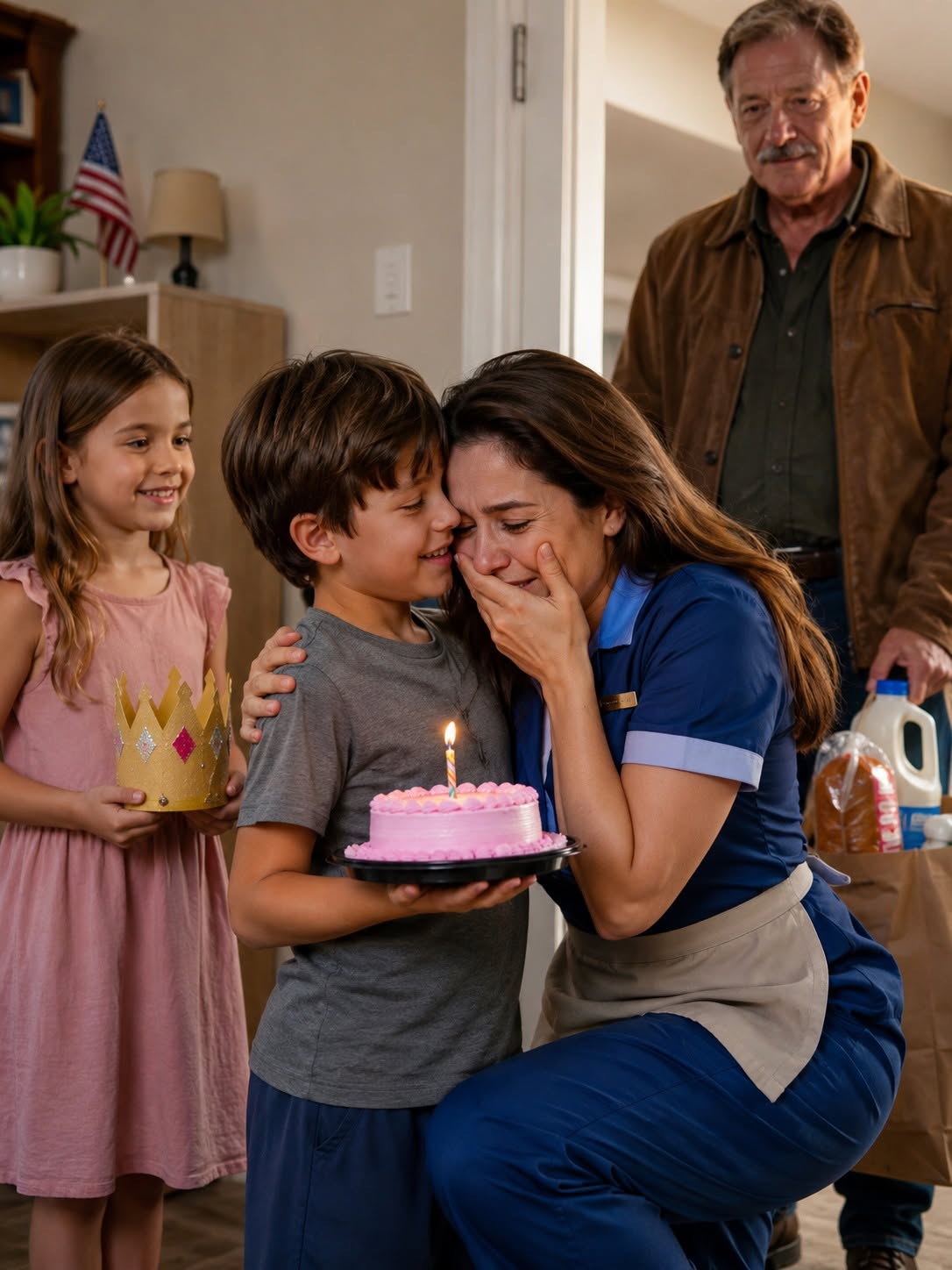 On My Birthday, My Ten-Year-Old Son Took Our Last $12.35 to Buy Bread, Milk, and a Small Pink Cake While I Worked a Double Shift. When His Card Failed, a Stranger Heard Him Say, “She remembers us. Nobody remembers her”—then followed him home with the eggs he had quietly put back and a truth I had forgotten to give myself...