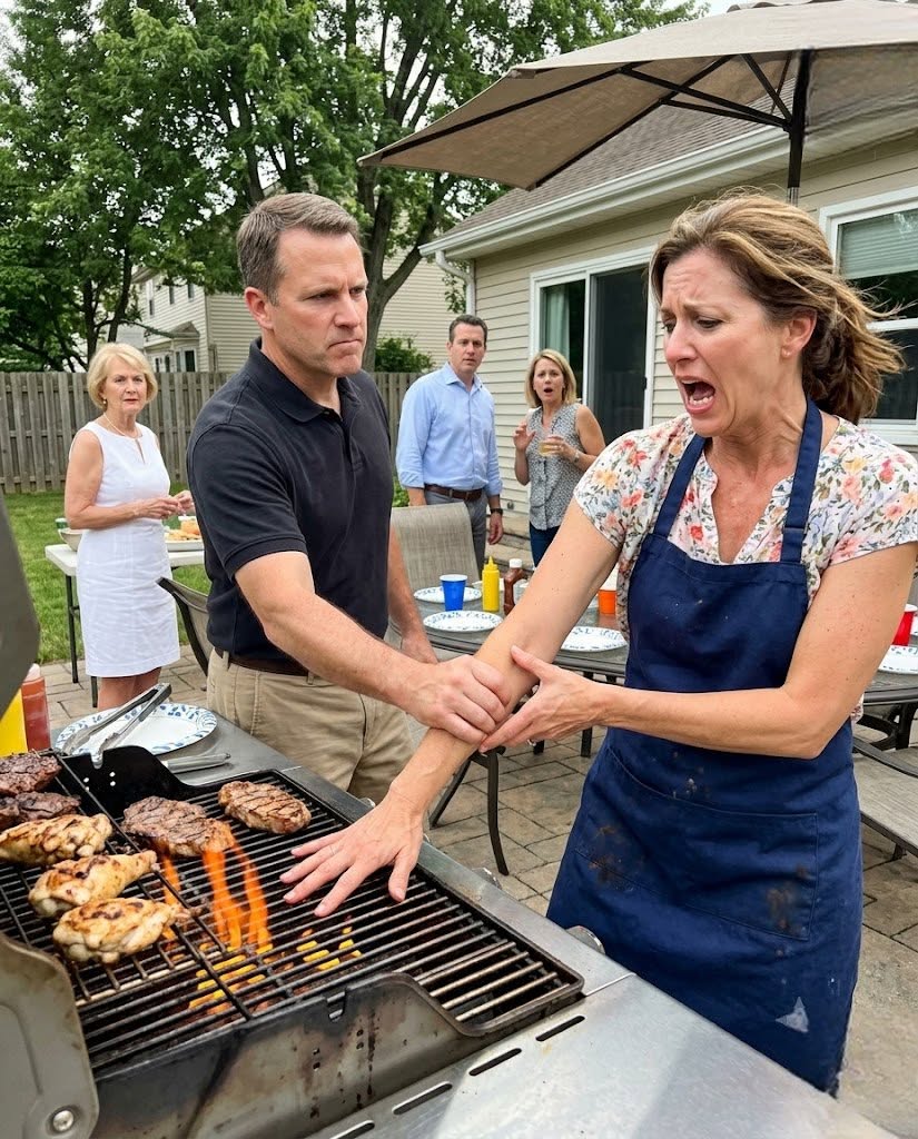 At our backyard barbecue, everyone laughed while I sweated over the grill, serving guests like a maid