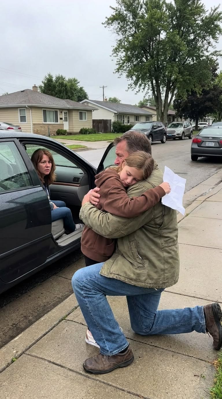 I walked my 7-year-old daughter to her mom’s car for weekend visitation. Before she left, she secretly slipped me a note and made me promise not to read it until she was gone.
