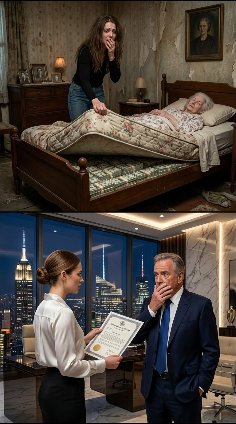 The night my mother died, I pulled $482,000 from beneath her sagging mattress — never expecting that the same night would lead me to the billionaire who abandoned her