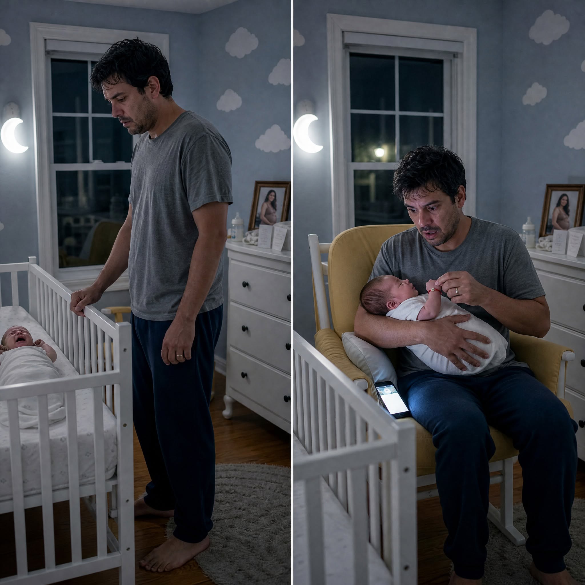 My wife died giving birth to our daughter, and I hated that baby from her very first cry. Six weeks later, I walked into her room determined to let her cry herself out, until I saw something tied around her wrist. It was a little red bracelet. I hadn’t put it on her. And under her pillow was my dead wife’s cell phone, powered on.