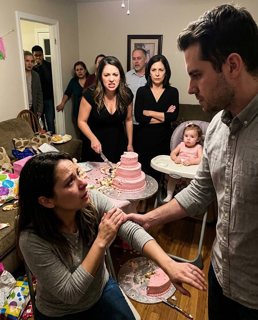 At my daughter's first birthday, my sister-in-law stabbed the pink three-tier cake and screamed that I had stolen forty-seven things from her