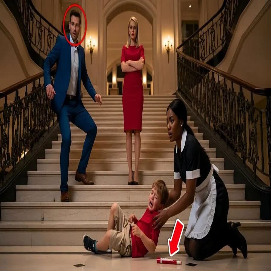 The fall happened in less than two seconds. One moment, the mansion's main staircase was quiet, polished marble reflecting the soft glow of evening lights