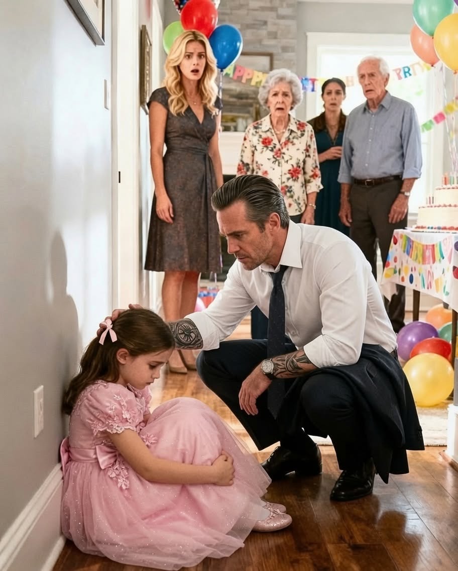 My five-year-old daughter hid from her aunt during a family birthday party and quietly asked me, “Daddy… do I need to apologize?” Only minutes later, one simple piece of evidence exposed the lie my parents had been trying so hard to cover up.