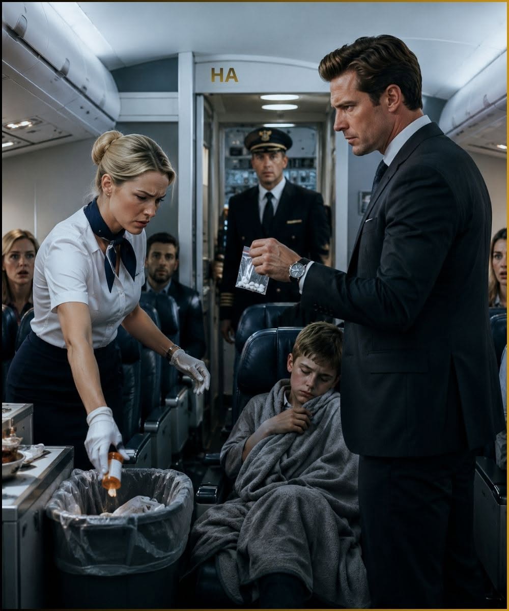 A Flight Attendant Threw Away a Sick Boy’s Unmarked Medicine, but When His Father Revealed Who Had Written the Emergency Protocol, the Pilot Turned the Jet Around and the Airline Began Erasing Its Own Tracks