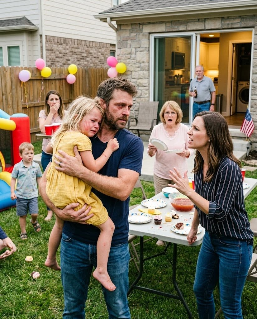My five-year-old daughter hid from her aunt in the middle of a family party and whispered, “Daddy… do I have to say I’m sorry?” A few minutes later, one small piece of proof tore apart the lie my parents were so desperate to protect.