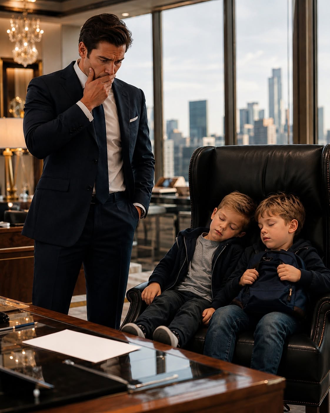 Everett Lawson shattered the moment he walked into his executive office and found two sleeping twin boys in his chair