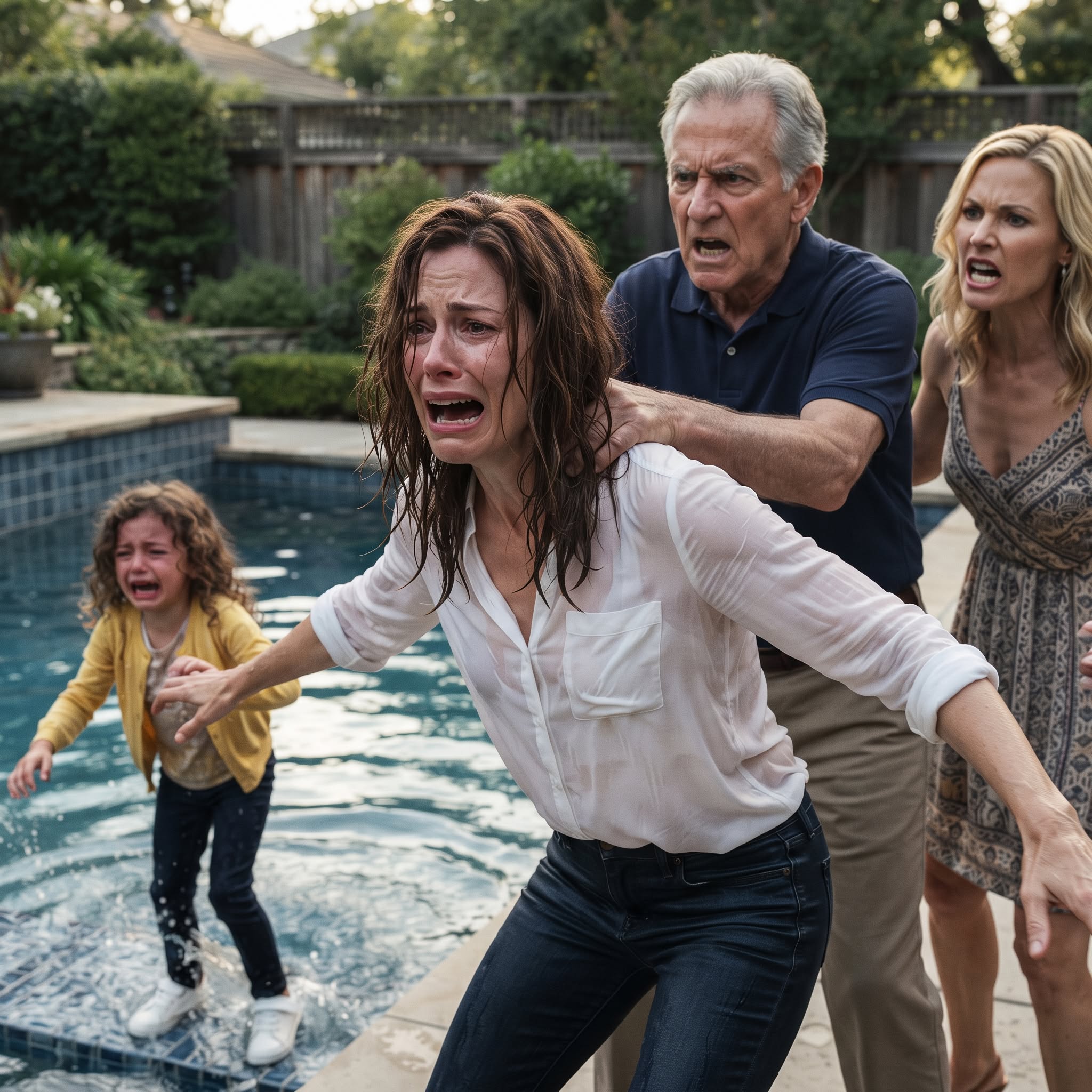 My Sister Shoved My Little Daughter Into The Pool Fully Dressed, And When I Tried To Save Her, My Father Grabbed My Neck And Said If She Couldn’t Survive Water, She Didn’t Deserve Life