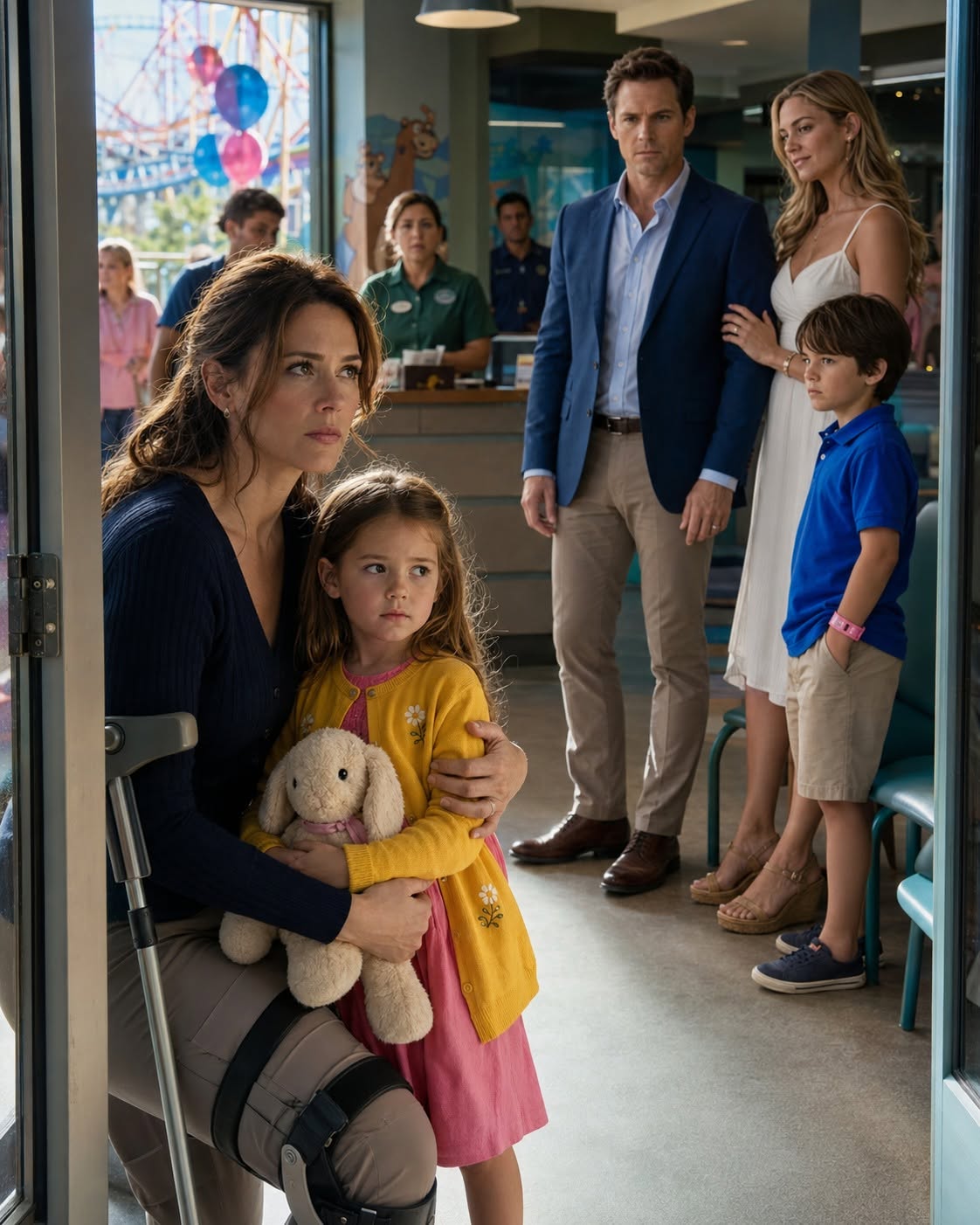 The boy standing beside Grant’s mistress was wearing Lily’s pink safety bracelet while Lily sat alone in the amusement park’s Lost Child Center