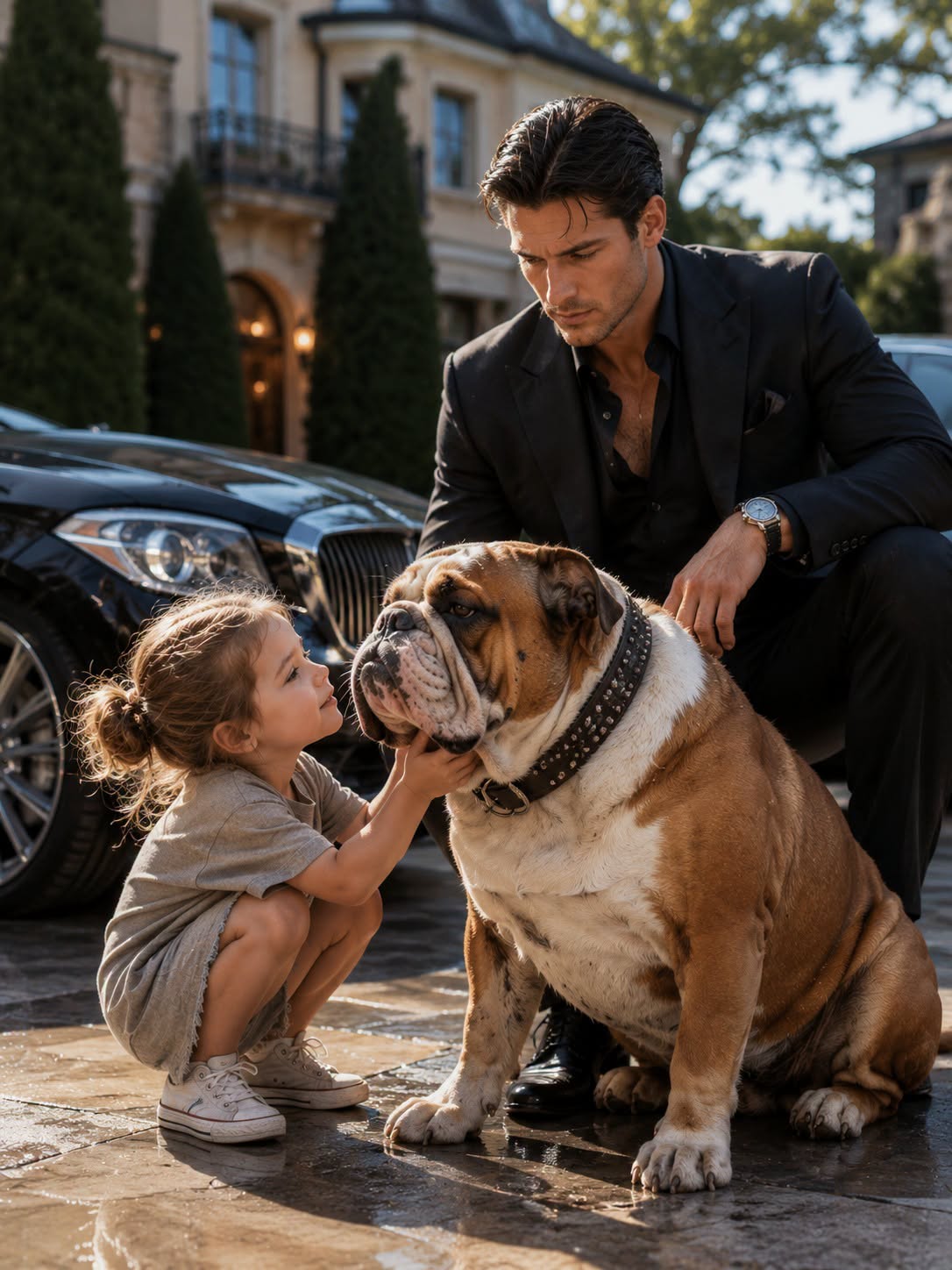 Nobody Could Tame This Mafia Boss’s Bulldog — Then a Little Girl Did Something Shocking!