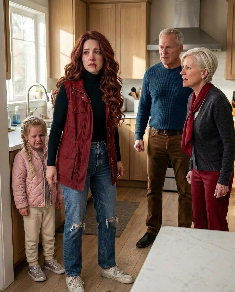 My mother’s voice echoed through the kitchen as she screamed, “Ungrateful!” I stood there trembling, hu:rt but silent, while my seven-year-old daughter sobbed and begged them to stop