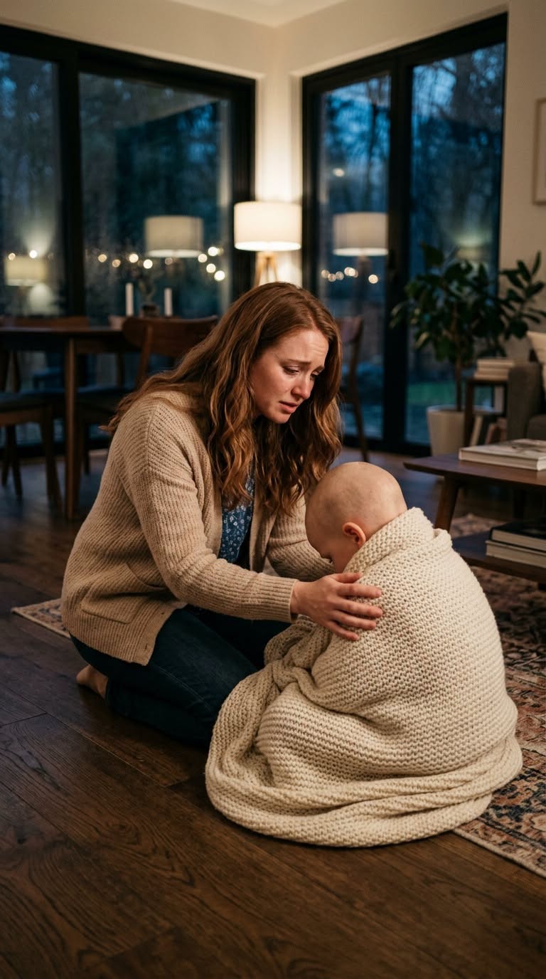 The first thing my daughter said when I found her standing barefoot on a freezing balcony was not “Mommy” or “Help me