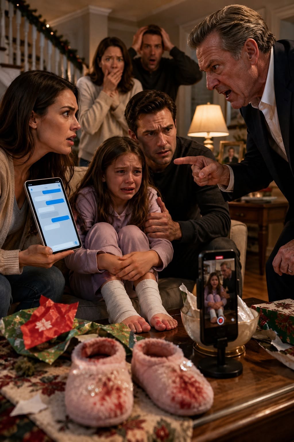 The moment Lucy said Grandpa had ordered her to wear the slippers, every conversation in the hospital room stopped