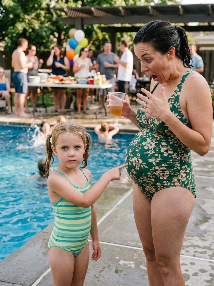 At my daughter's 4th birthday pool party, she shrieked, pointing at my stepmom’s ribs: "Mommy, Daddy's in there!