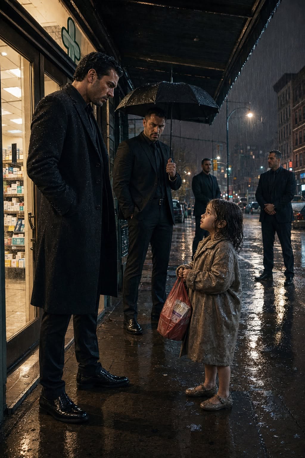 The little girl stepped out of the midnight rain as though the storm had delivered her directly to me.
