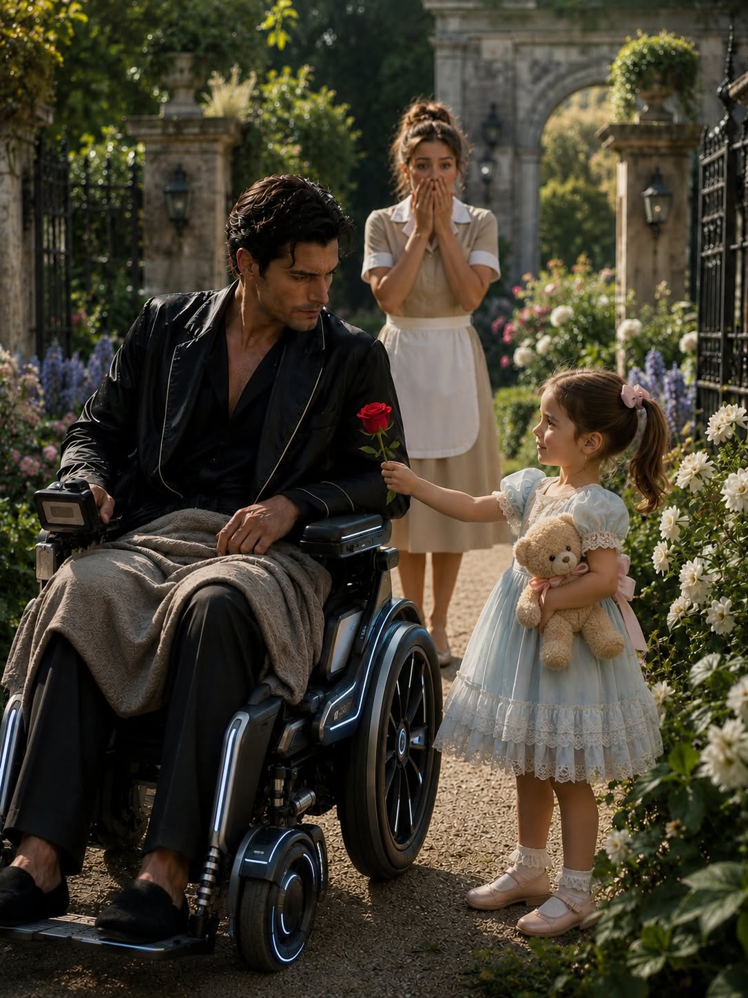 The Paralyzed Mafia Boss Had Accepted He’d Never Walk Again After Ninety-Nine Doctors Failed Him—Then the Maid’s Little Girl Sneaked Into His Forbidden Garden… and his dead legs suddenly moved.
