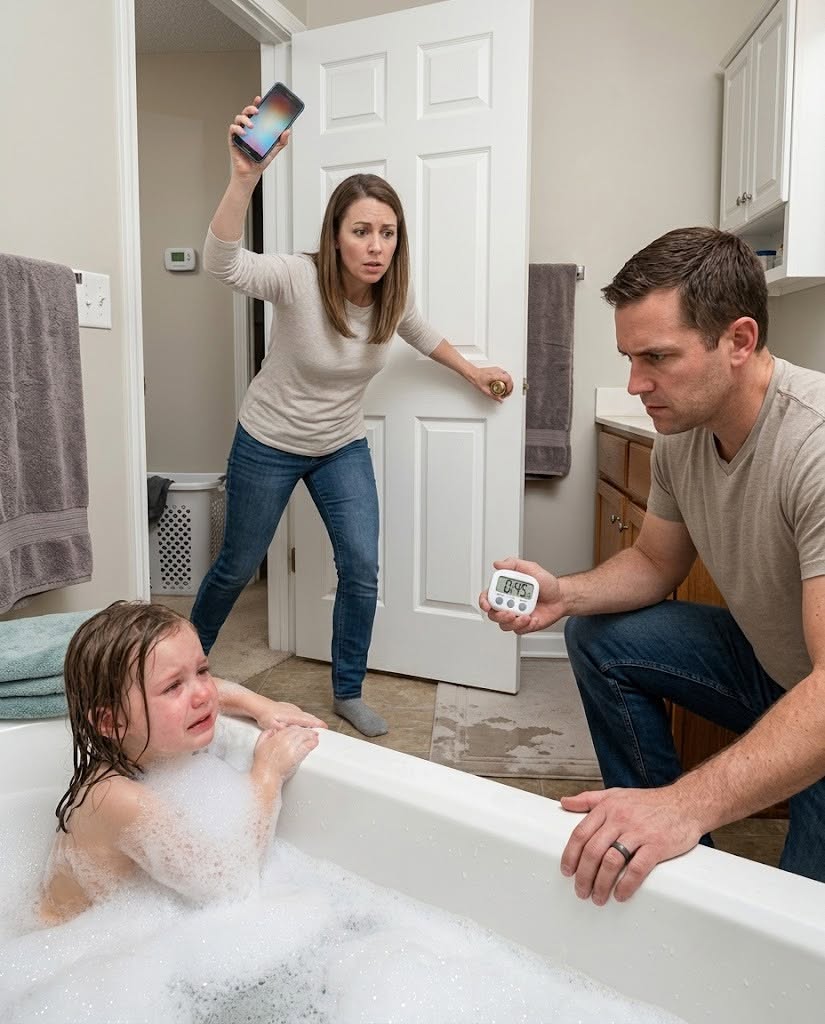 My five-year-old daughter always took baths with my husband. Every night, they stayed in the bathroom for over an hour